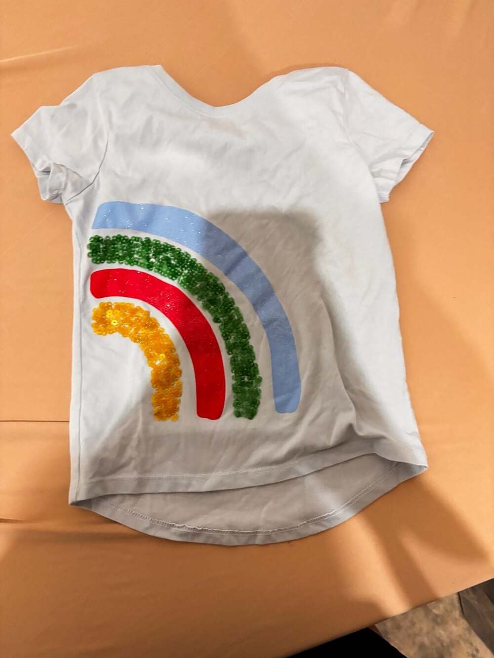 Member's Mark Short Sleeve Graphic Tee Size XS (4/5) Rainbow Sequin